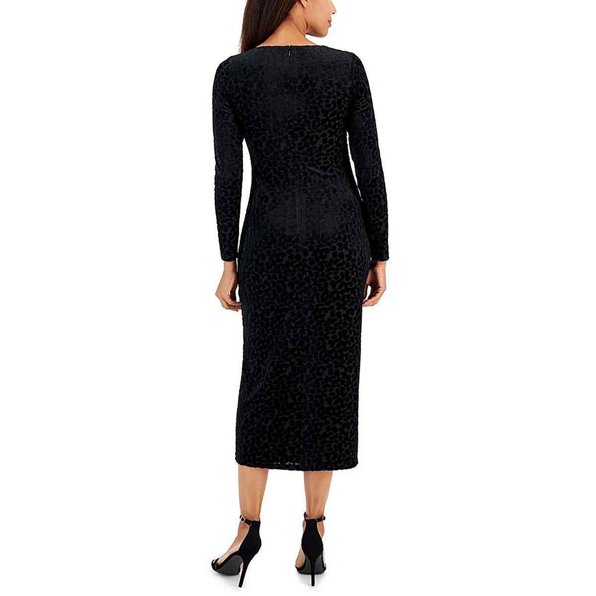 Anne Klein Womens Tea Length Velvet Midi Dress