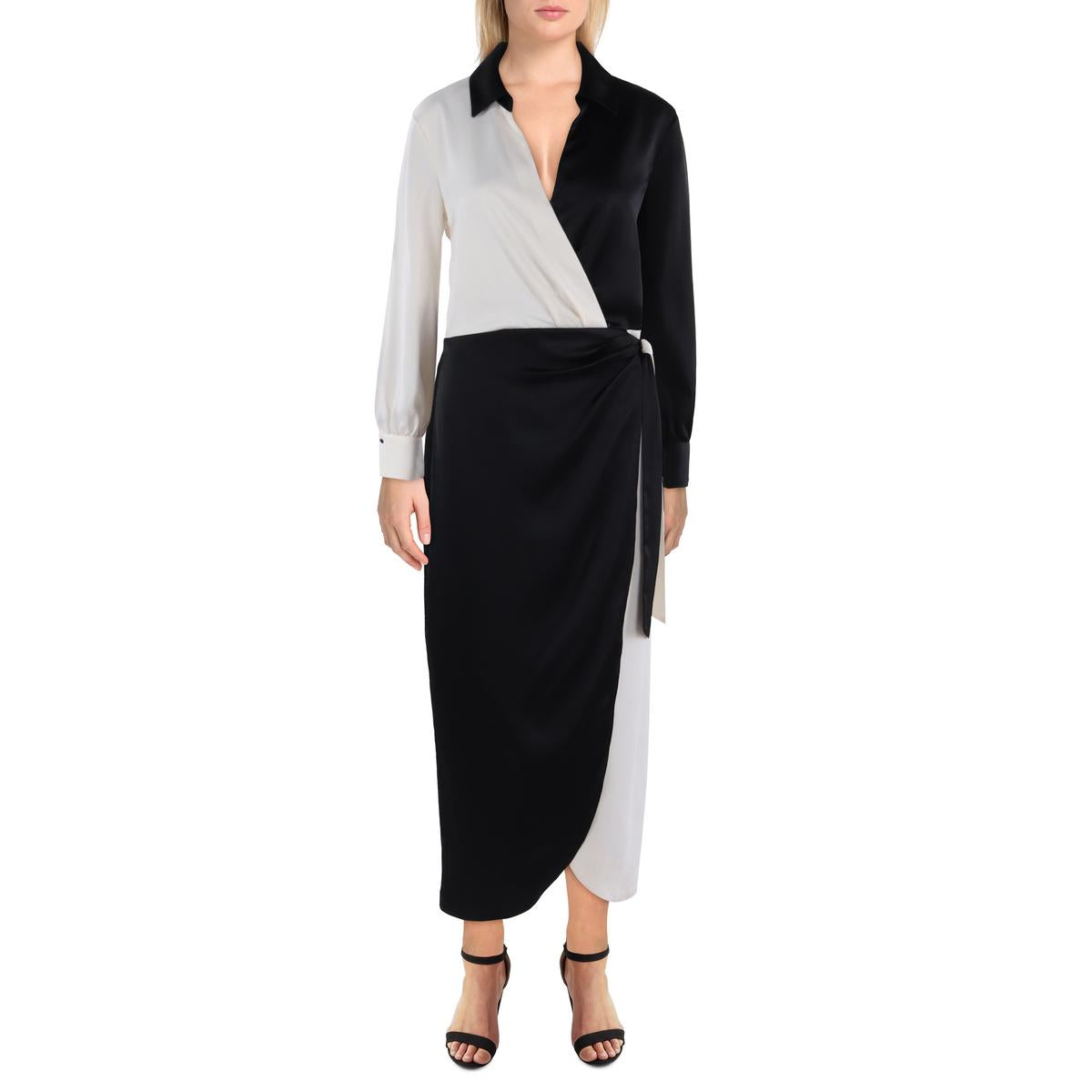 Anne Klein Womens Colorblock Cocktail & Party Dress Midi Dress
